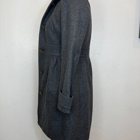 J. Crew Womens Size 00 Wool Skirted Dress Coat Tan Brown Button EUC - Picture 6 of 9